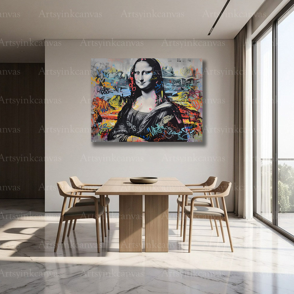 Premium Mona Lisa Renaissance graffiti canvas