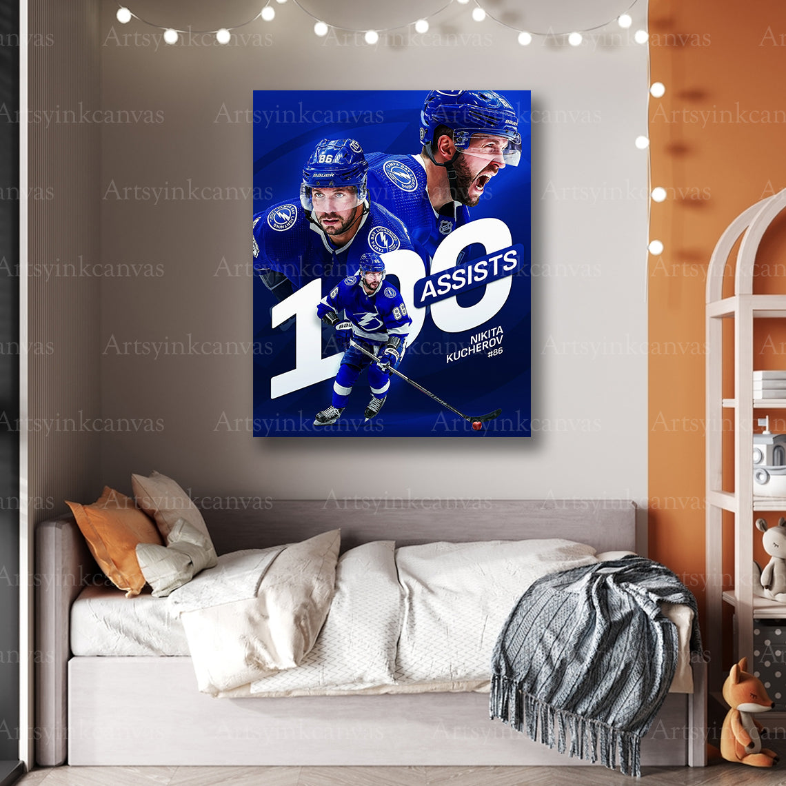 Premium Nikita Kucherov Lightning 100 assist canvas print