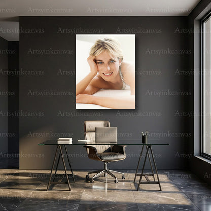 Princess Diana Blue Eyes Canvas Wall Art – Royal Elegance Aesthetic Poster
