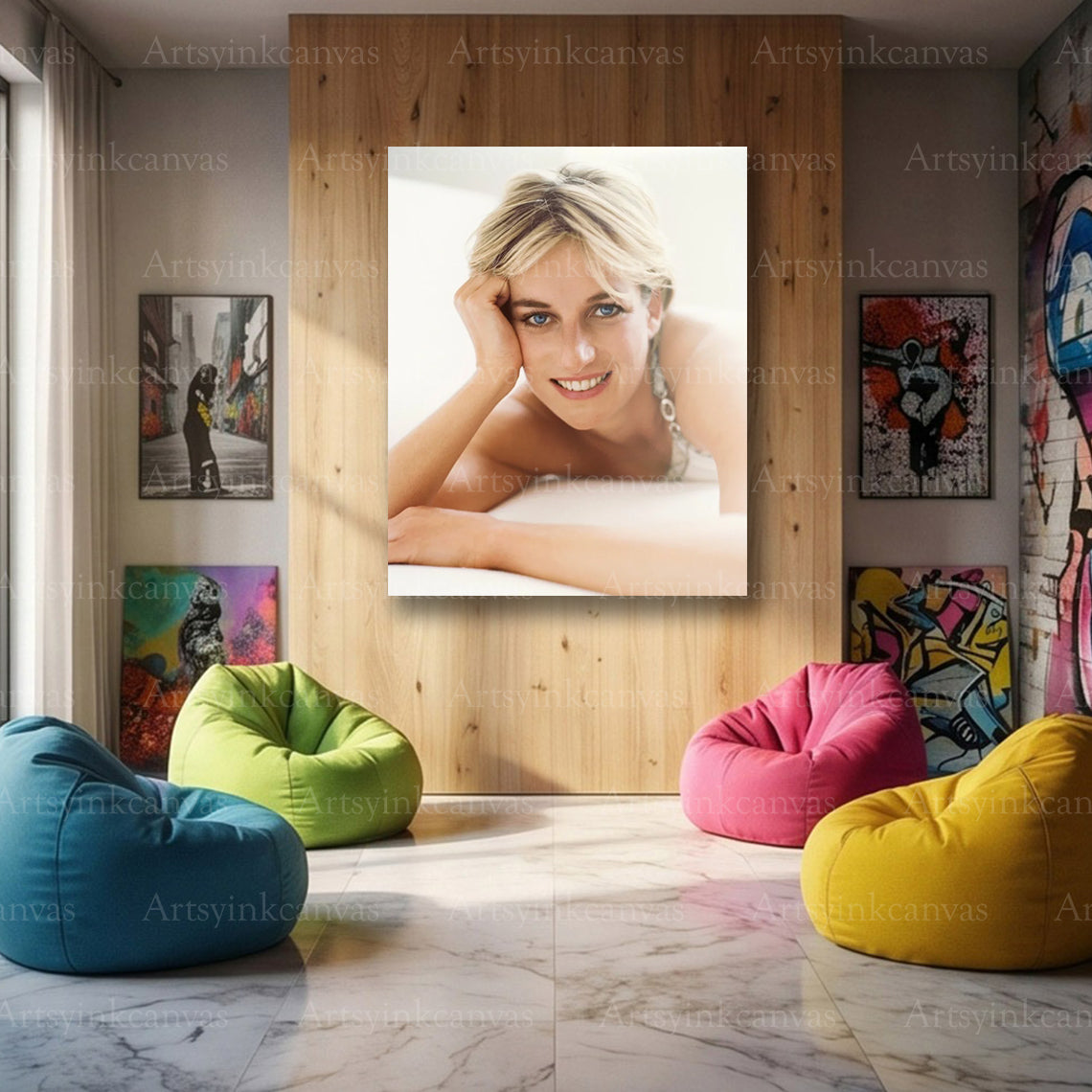 Princess Diana Blue Eyes Canvas Wall Art – Royal Elegance Aesthetic Poster