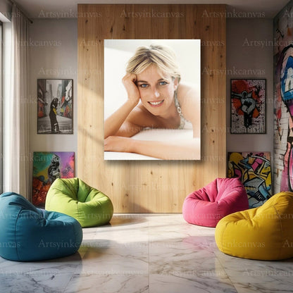 Princess Diana Blue Eyes Canvas Wall Art – Royal Elegance Aesthetic Poster