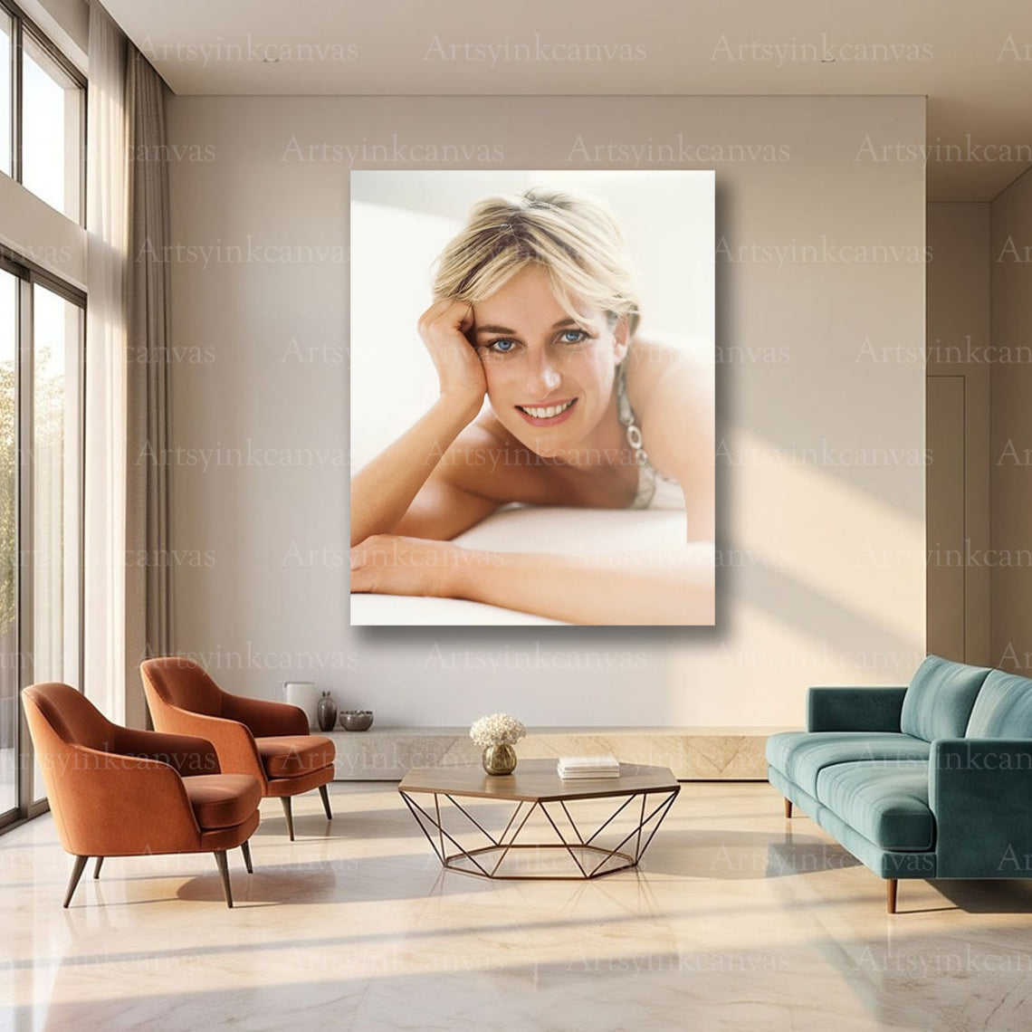Princess Diana Blue Eyes Canvas Wall Art – Royal Elegance Aesthetic Poster