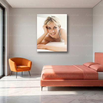 Princess Diana Blue Eyes Canvas Wall Art – Royal Elegance Aesthetic Poster