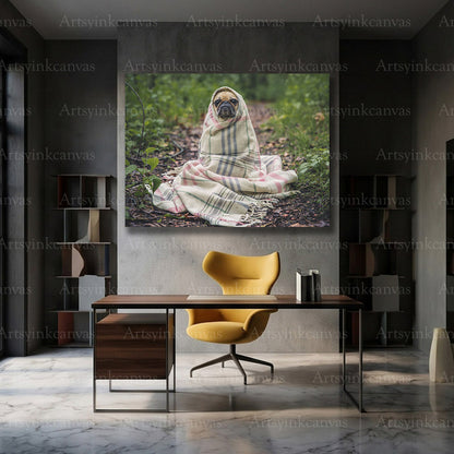 Stylish plaid pug wall decor for modern interiors
