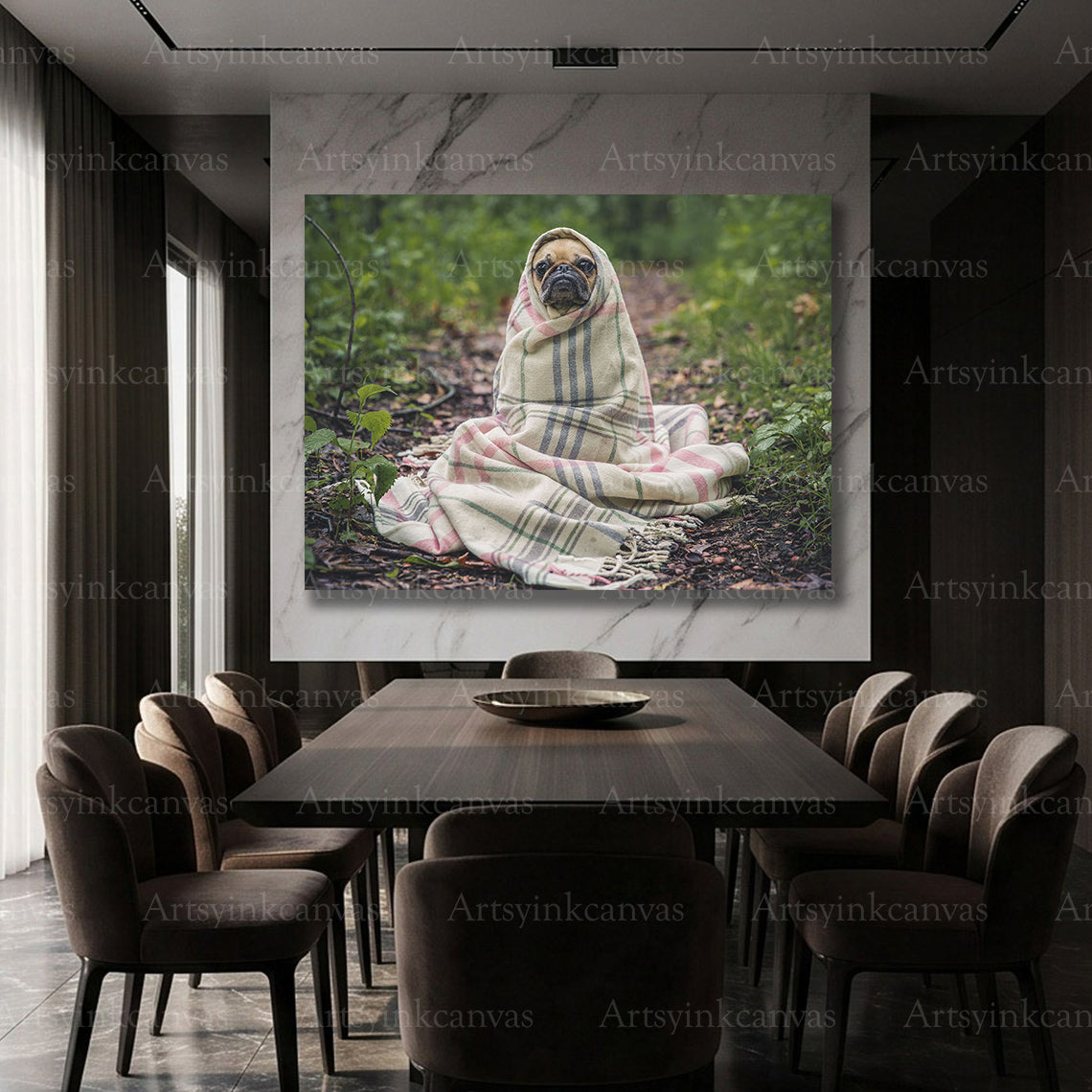 Cute pug pet canvas artwork