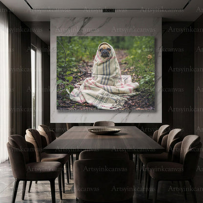 Cute pug pet canvas artwork
