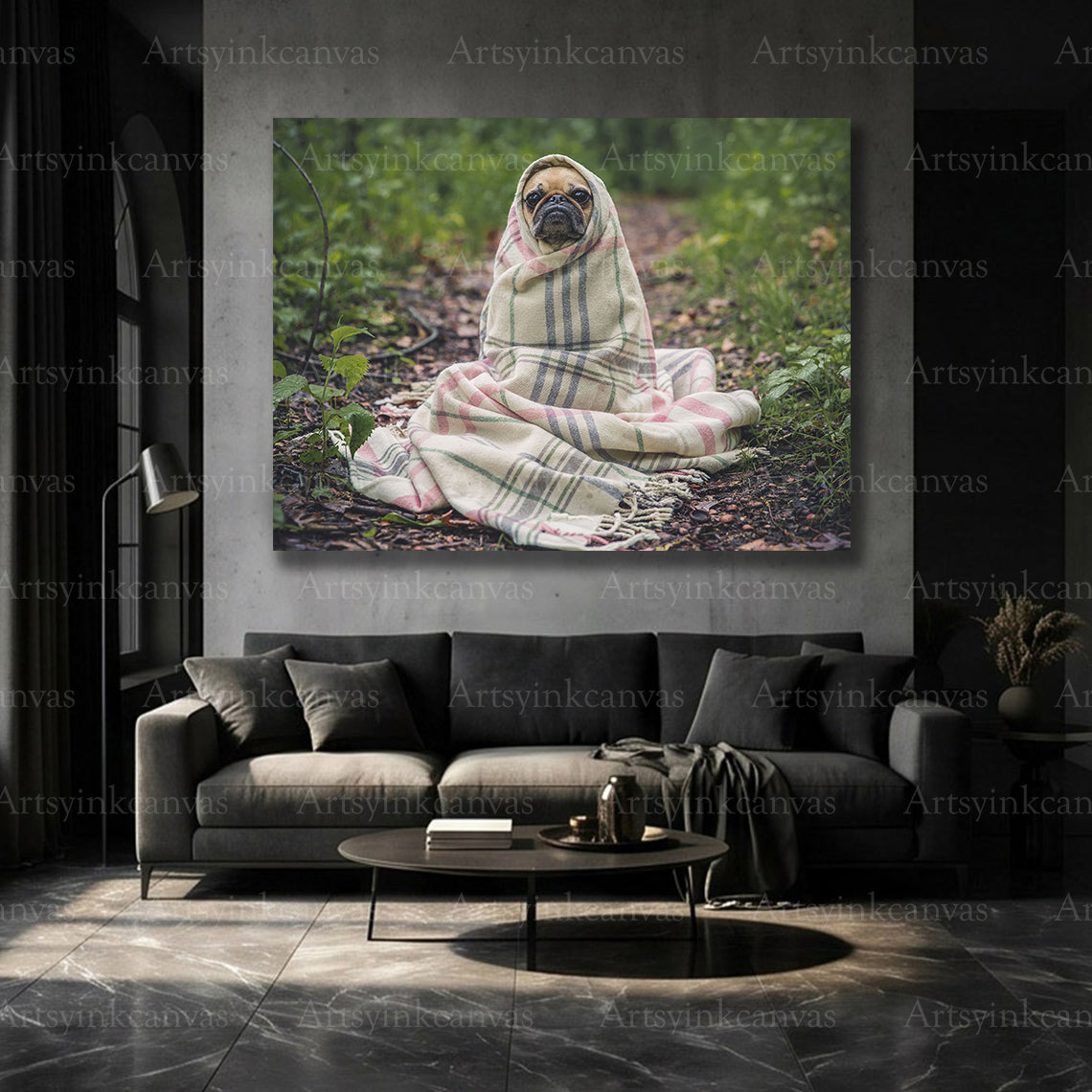 Classic plaid dog home decoration