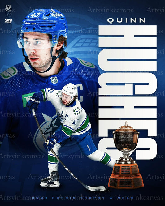 Quinn Hughes 2024 Norris Trophy Winner Vancouver Canucks canvas wall art