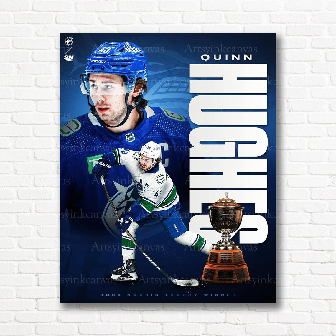 Quinn Hughes Norris Trophy 2024 Canucks canvas print