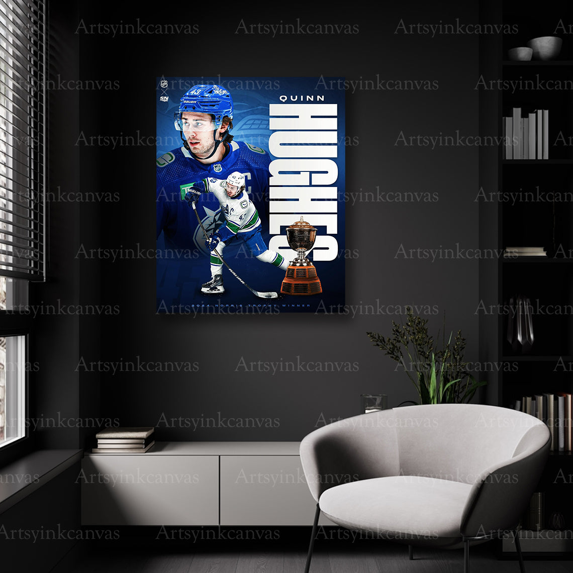 Vancouver Canucks Quinn Hughes Norris Trophy wall decor