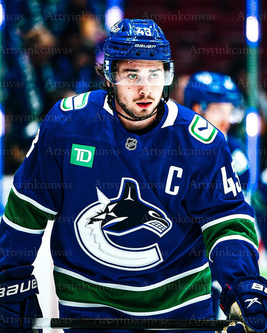 Quinn Hughes 2024 season captain Vancouver Canucks canvas wall art