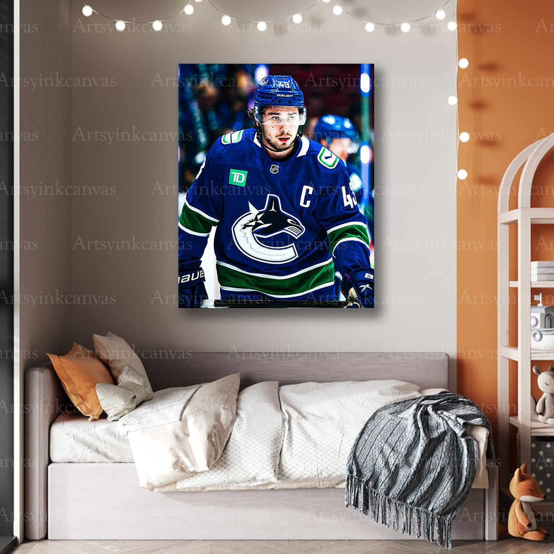 Premium Quinn Hughes Vancouver Canucks captain canvas print