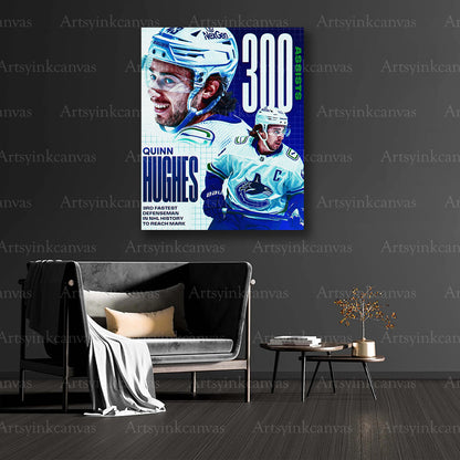 Quinn Hughes collector milestone canvas art