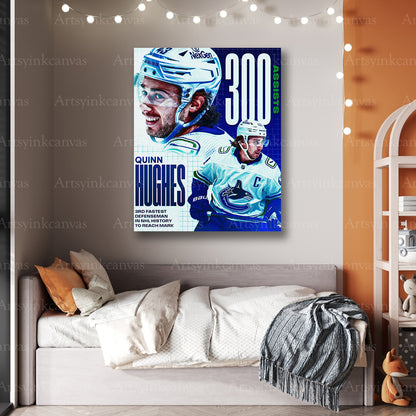 Premium Quinn Hughes Vancouver Canucks collage canvas print