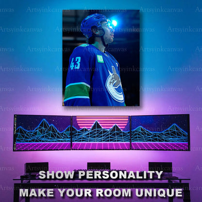 Quinn Hughes anthem lights hockey artwork