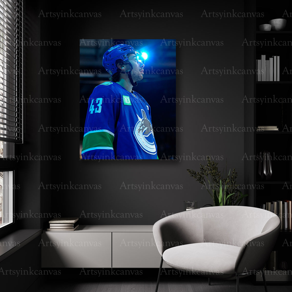 Vancouver Canucks Quinn Hughes pregame wall decor