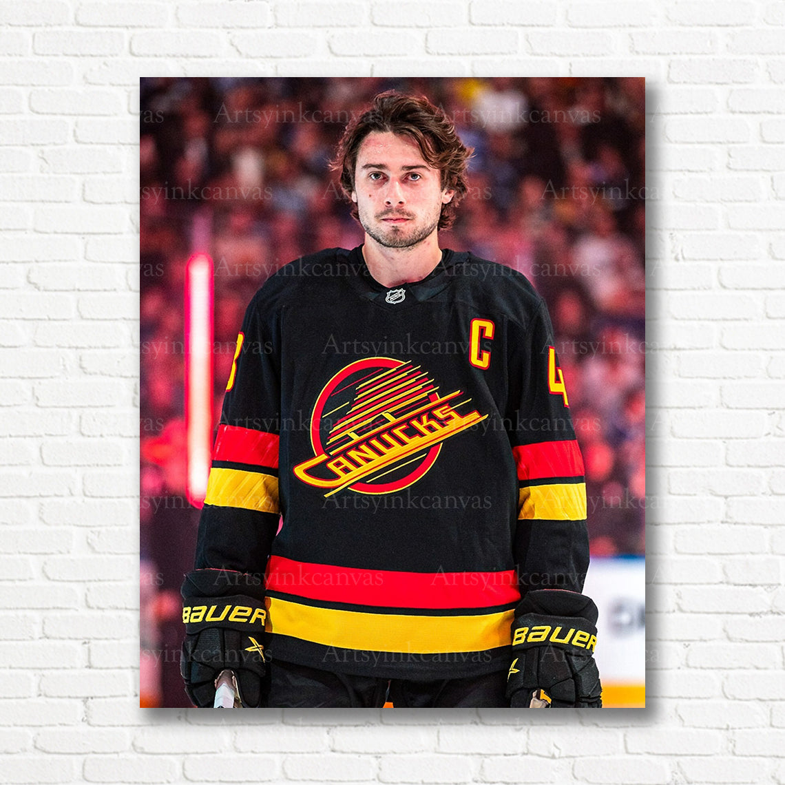 Quinn Hughes throwback national anthem Canucks canvas print