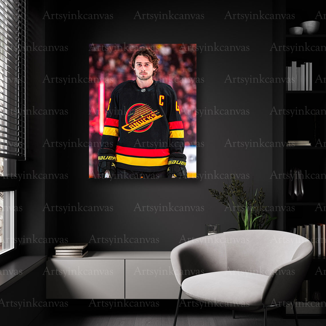 Vancouver Canucks Quinn Hughes anthem wall decor