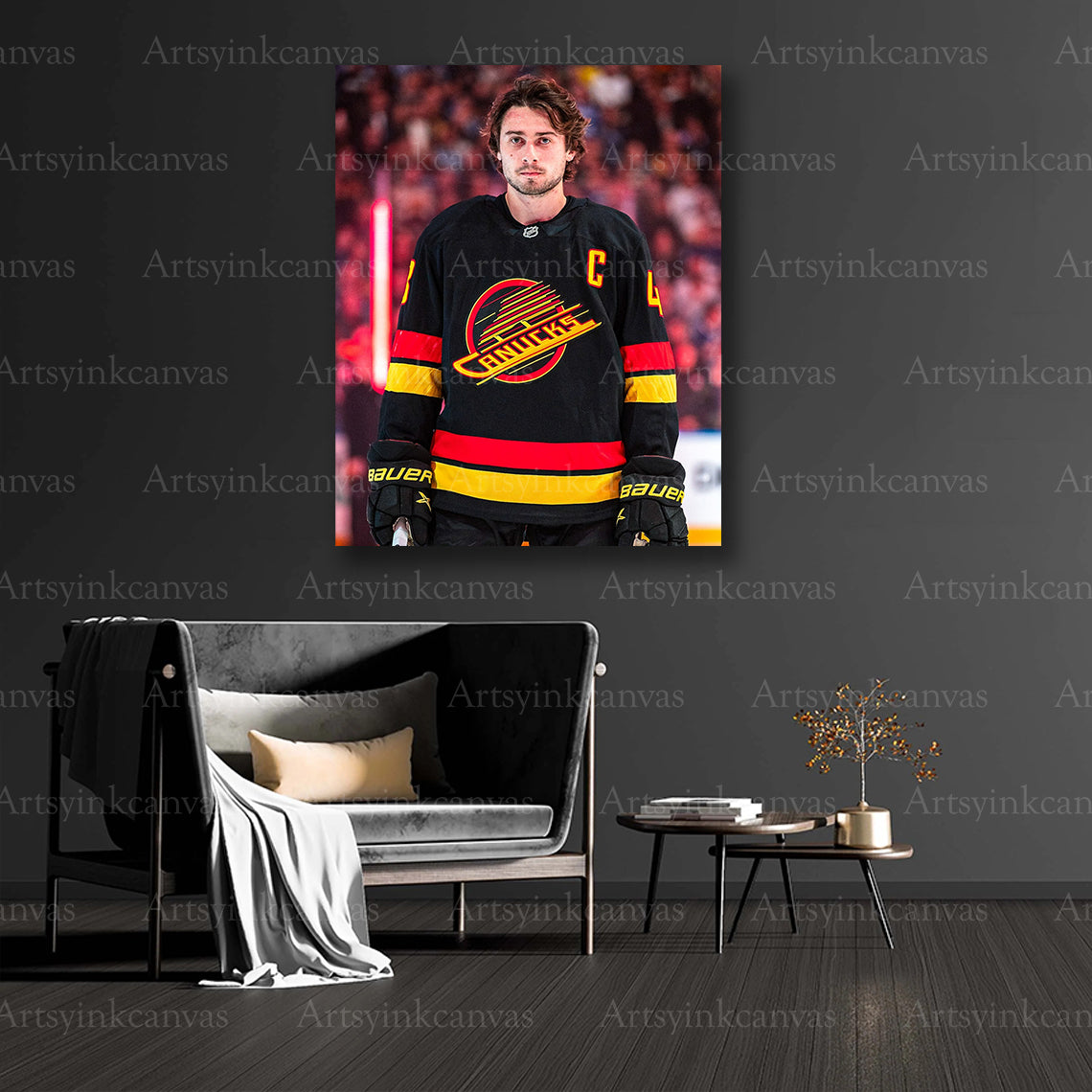 Quinn Hughes throwback collector canvas art