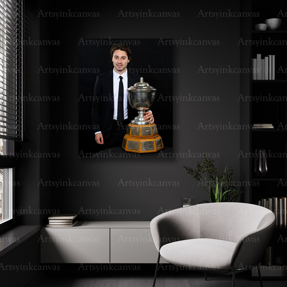Quinn Hughes Norris Trophy hockey wall decor