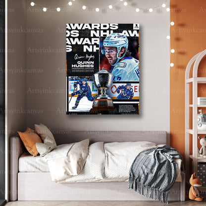Premium Quinn Hughes Canucks Norris Trophy canvas print