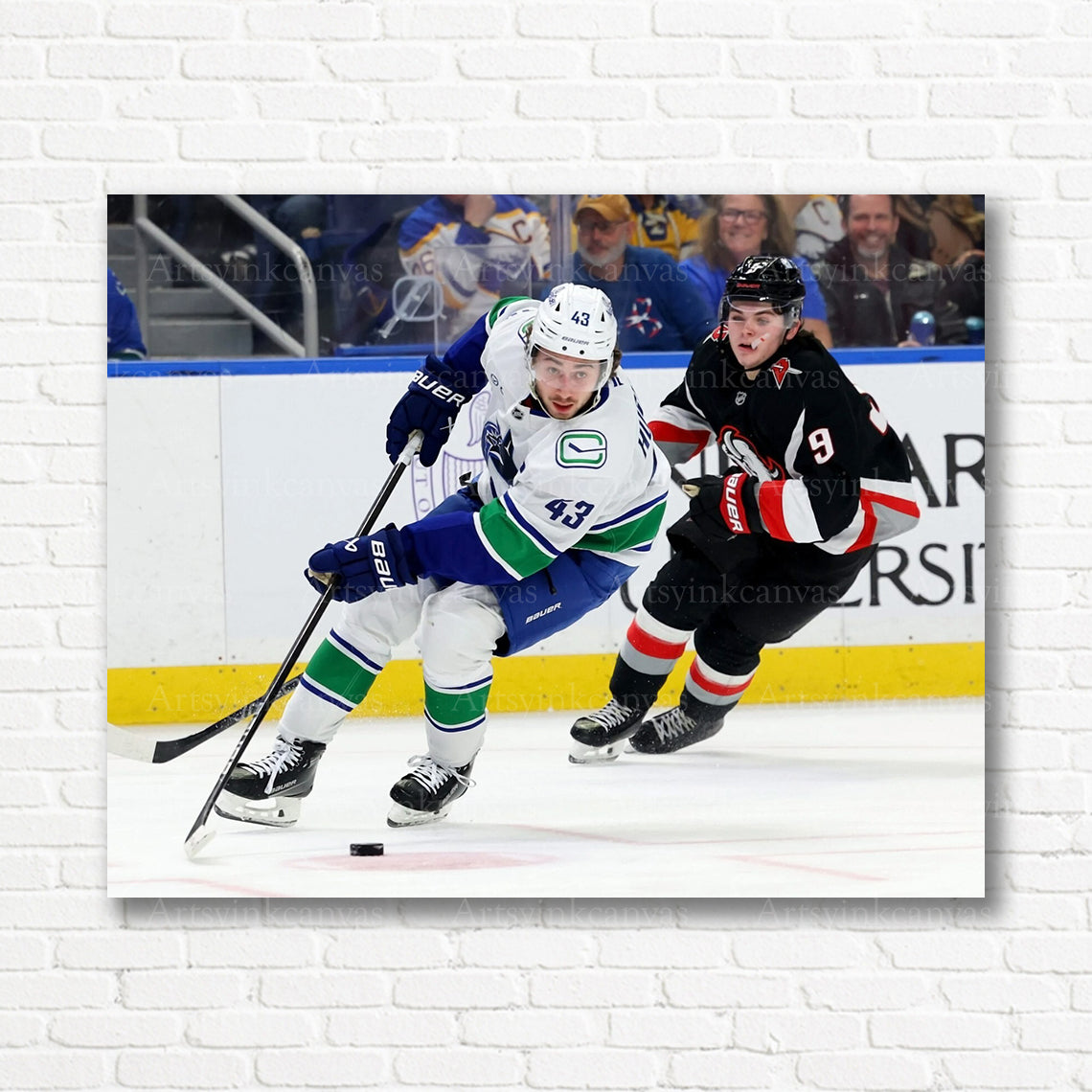 Quinn Hughes Vancouver Canucks skating canvas print