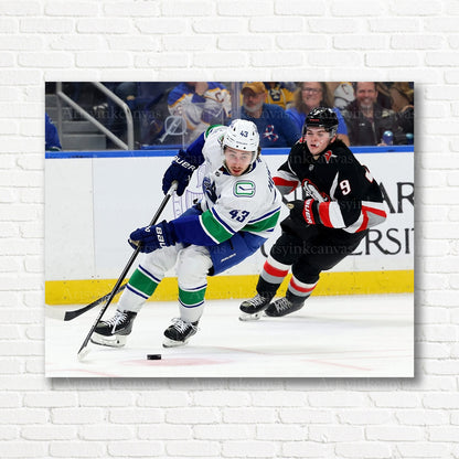 Quinn Hughes Vancouver Canucks skating canvas print