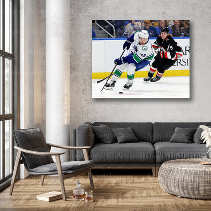 Vancouver Canucks Quinn Hughes skating wall decor