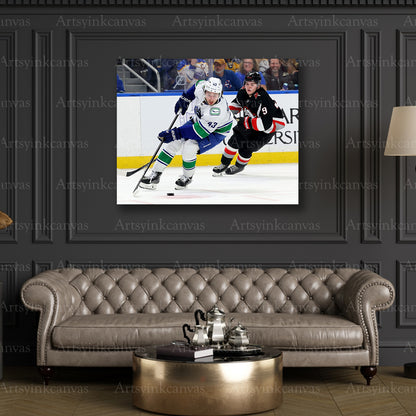 Premium Quinn Hughes Canucks skating canvas print