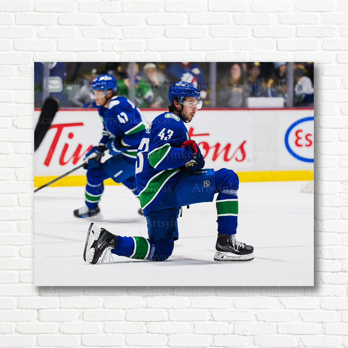 Quinn Hughes Vancouver Canucks warmup canvas print
