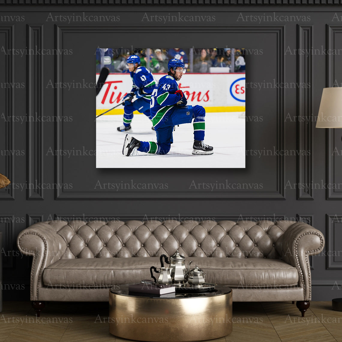 Premium Quinn Hughes Canucks warmup canvas print