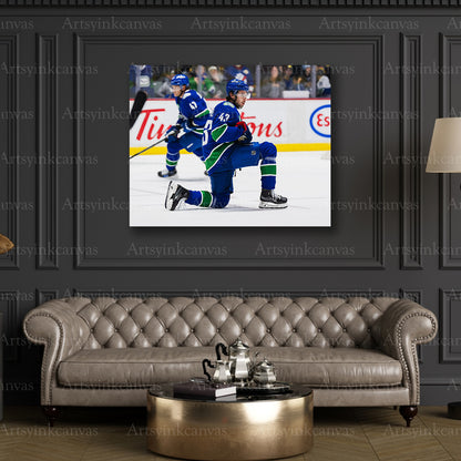 Premium Quinn Hughes Canucks warmup canvas print