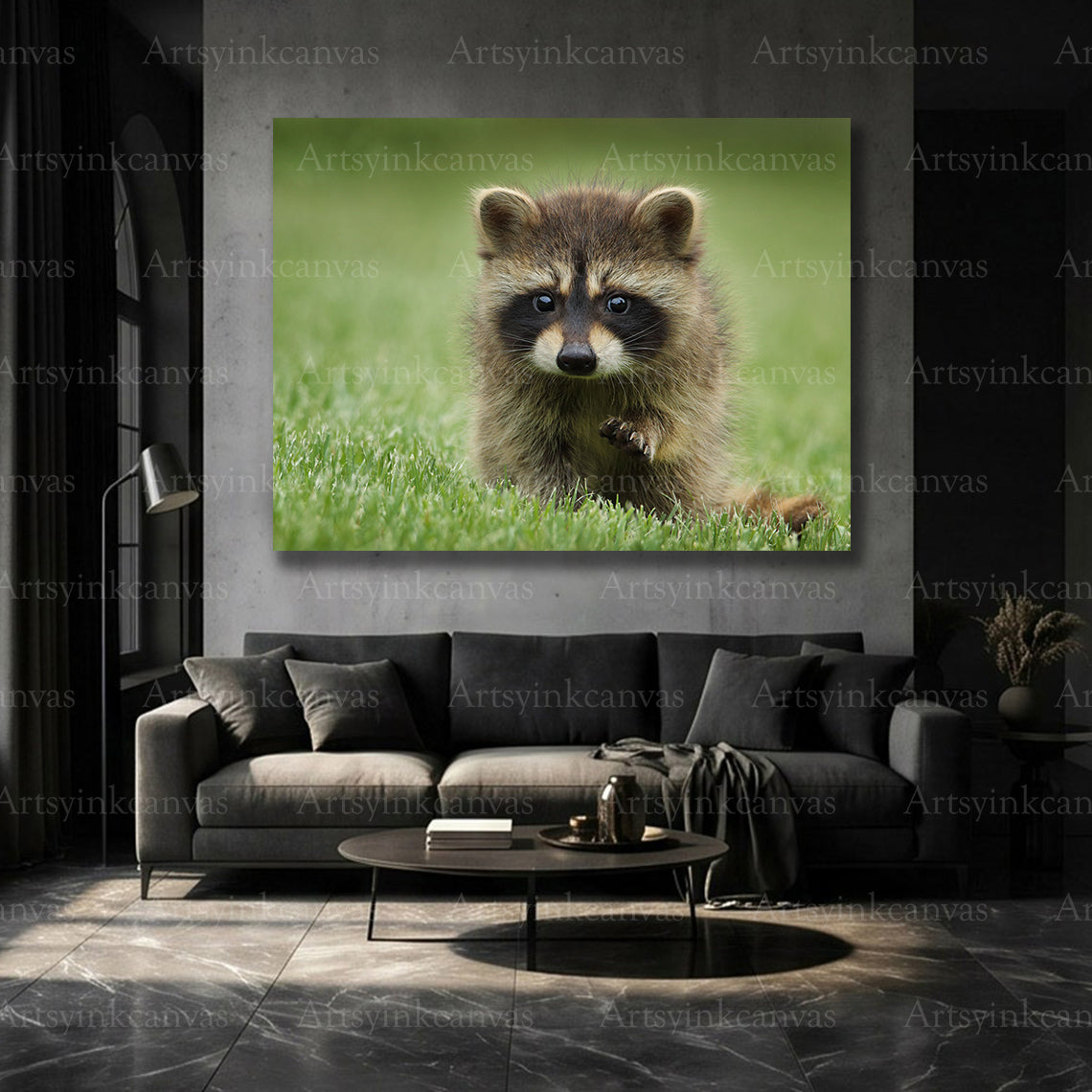 Woodland raccoon nature home decoration