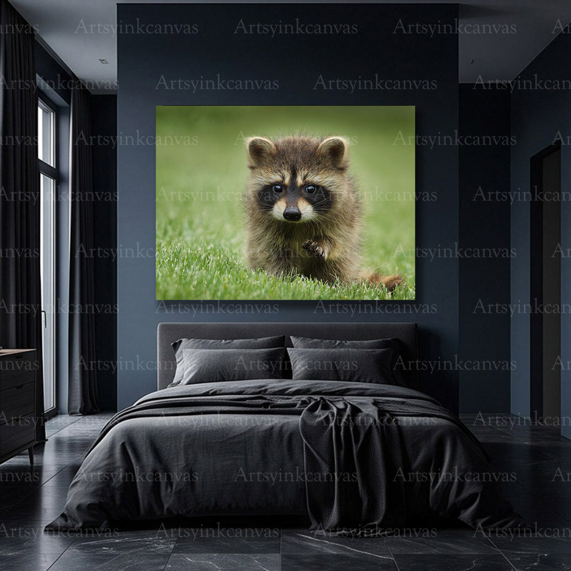 Premium raccoon wildlife wall art