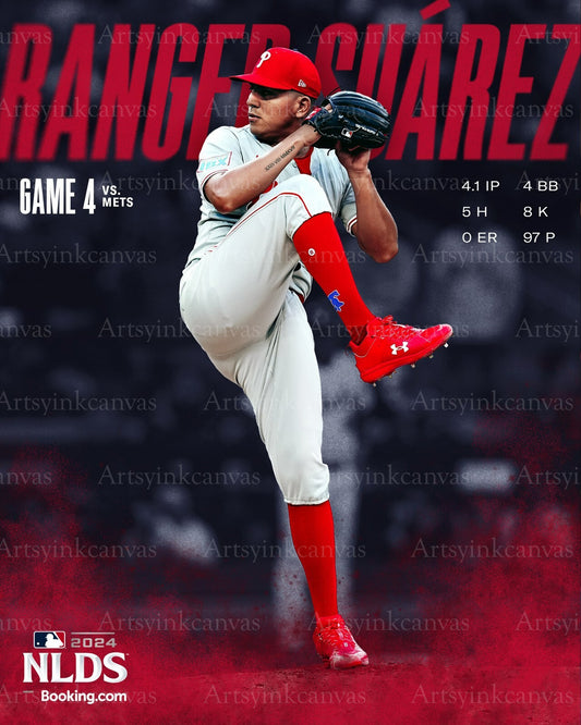Ranger Suárez 2024 NLDS Game 4 stats canvas wall art