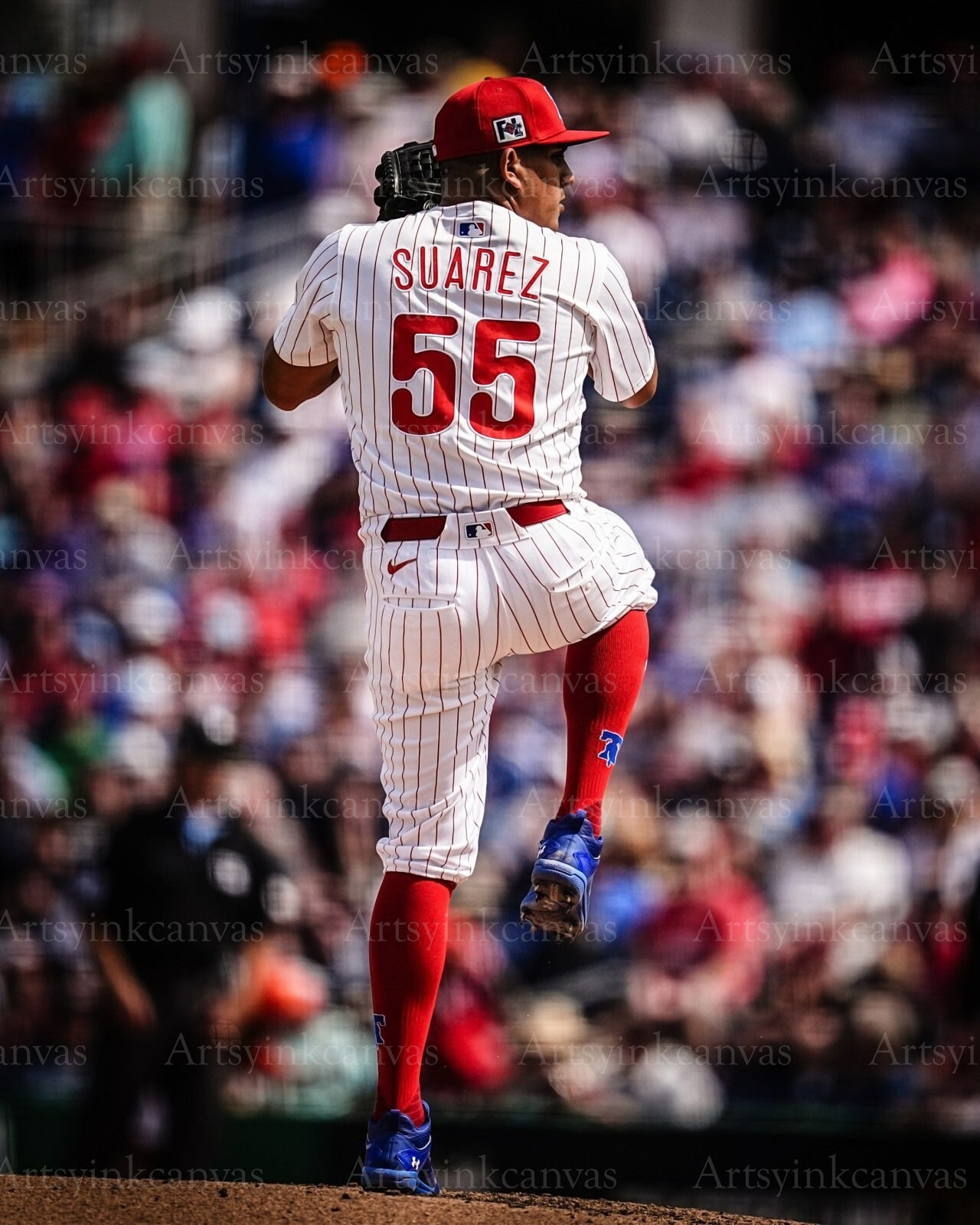 Ranger Suárez on the mound canvas wall art