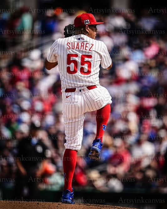 Ranger Suárez on the mound canvas wall art