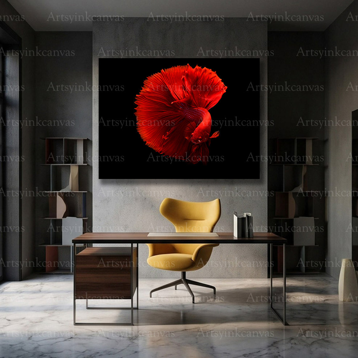 Striking red fish wall decor for modern interiors