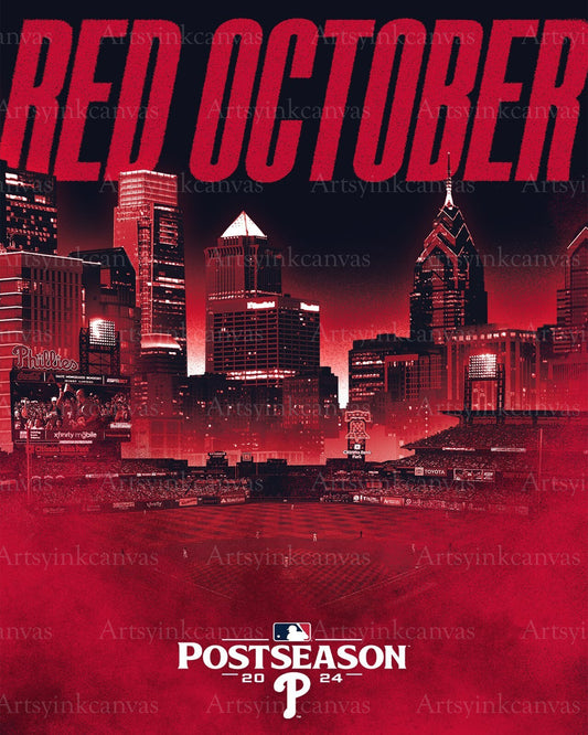 Red October Philadelphia Phillies canvas wall art