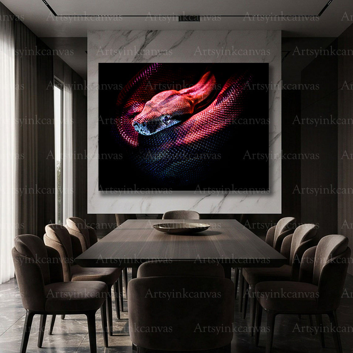 Red snake animal canvas artwork