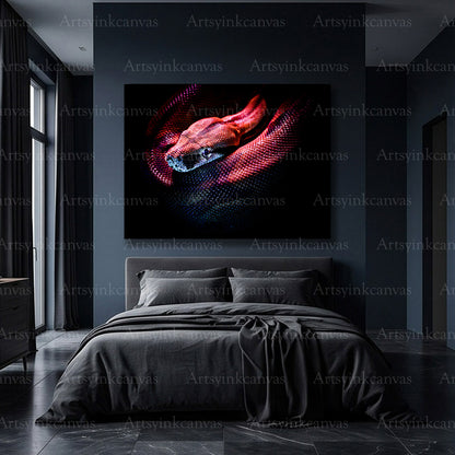 Premium red reptile canvas home decor