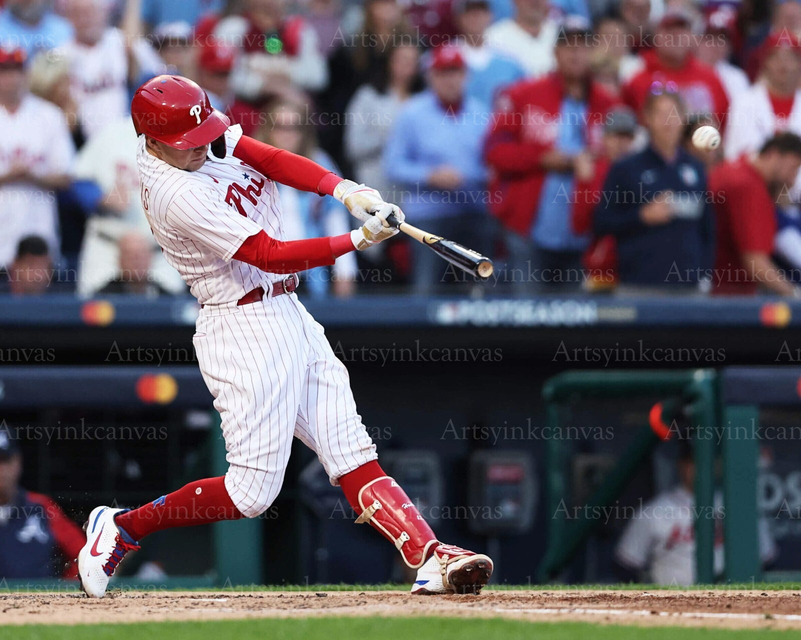 Rhys Hoskins swinging at the plate canvas wall art