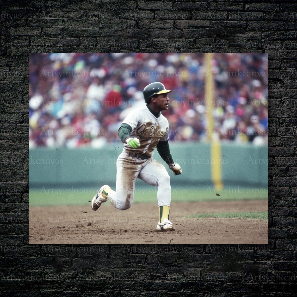 Rickey Henderson Running After a Hit Oakland Athletics Canvas Wall Art