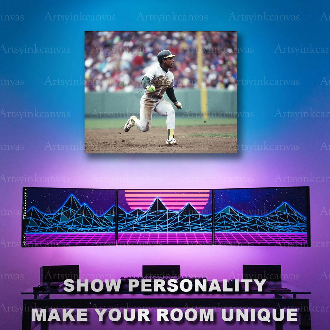 Rickey Henderson Running After a Hit Oakland Athletics Canvas Wall Art