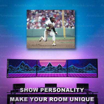 Rickey Henderson Running After a Hit Oakland Athletics Canvas Wall Art