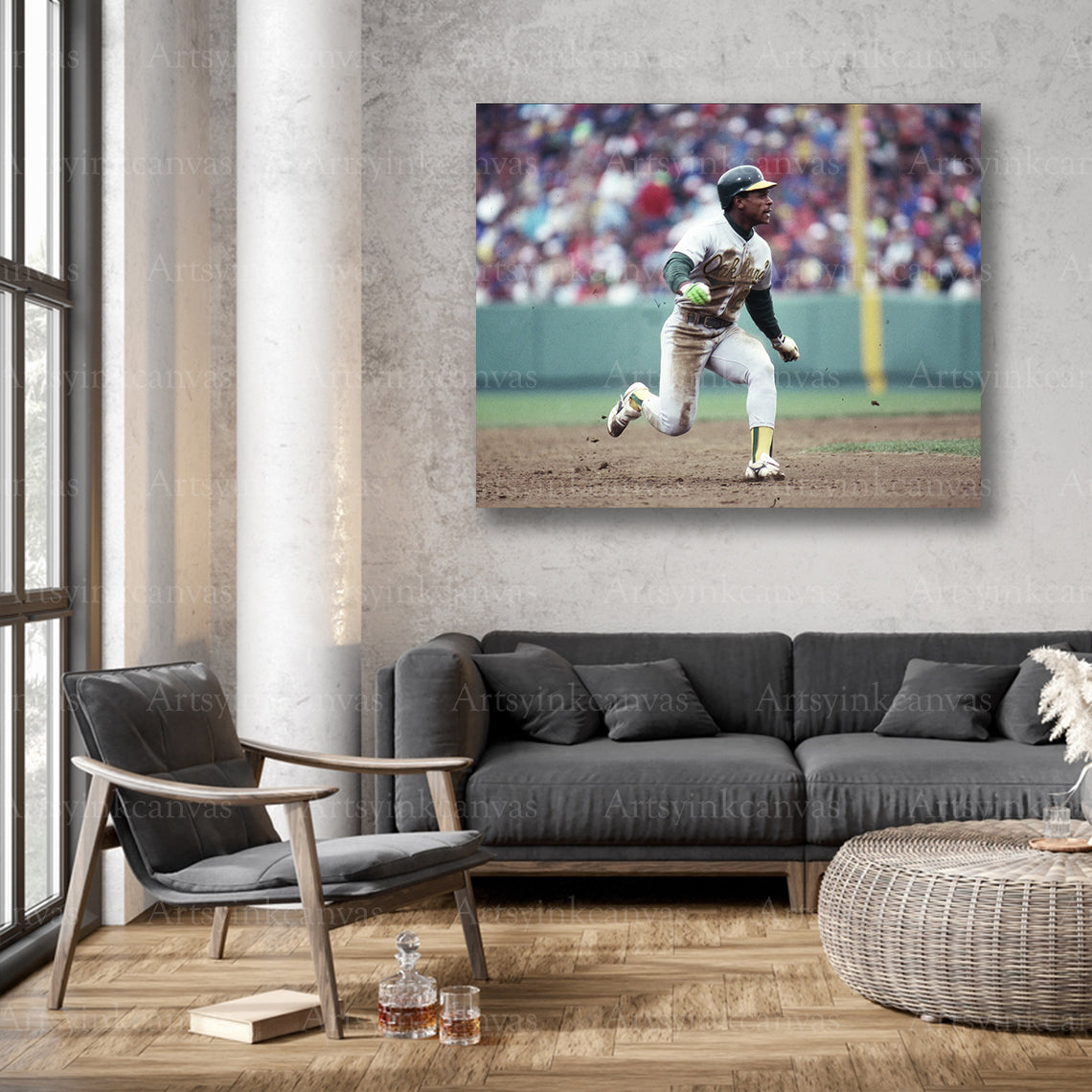 Rickey Henderson Running After a Hit Oakland Athletics Canvas Wall Art