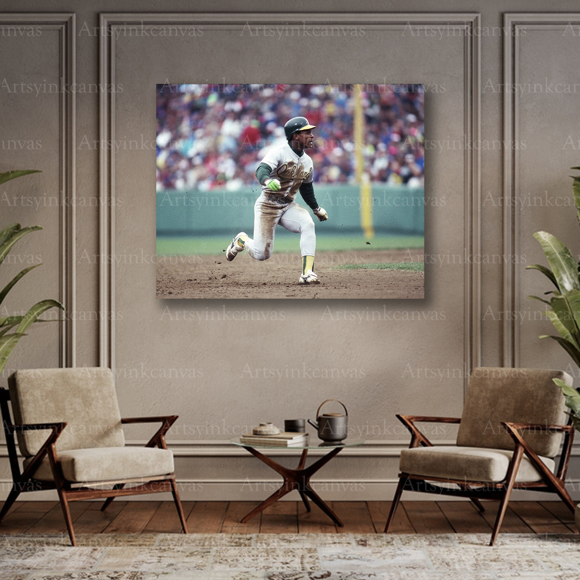 Rickey Henderson Running After a Hit Oakland Athletics Canvas Wall Art