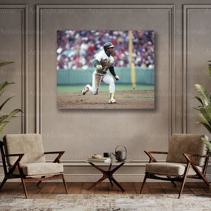 Rickey Henderson Running After a Hit Oakland Athletics Canvas Wall Art