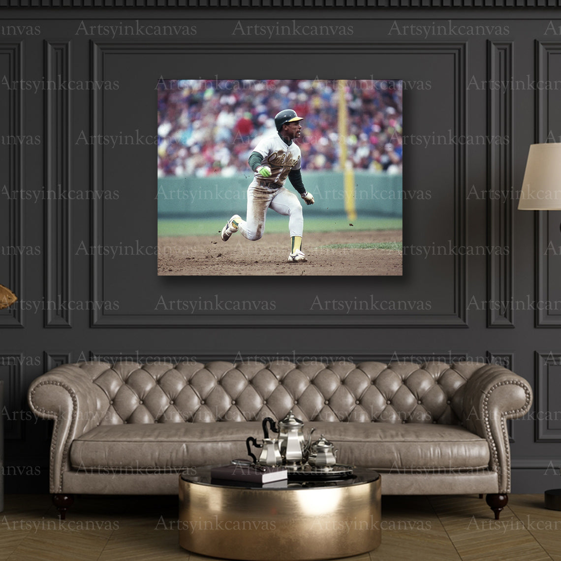 Rickey Henderson Running After a Hit Oakland Athletics Canvas Wall Art