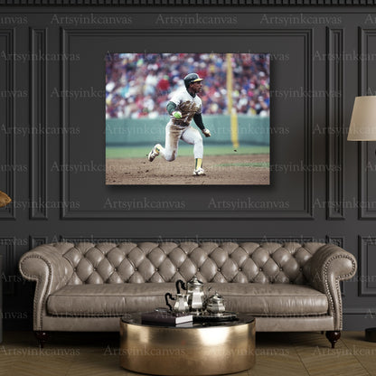 Rickey Henderson Running After a Hit Oakland Athletics Canvas Wall Art